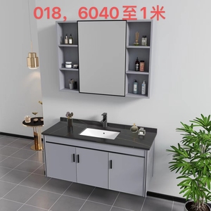 Mueble de Baño Moderno de Aluminio de Alta Calidad al por Mayor con Espejo y Lavabo de Piedra para Hoteles - Product Image 5