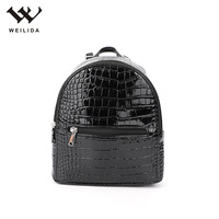 Sac à dos de luxe pour femmes sac étanche sac vintage sacs d'école mode fermeture éclair en cuir logo personnalisé crocodile mini noir 3 fermetures éclair