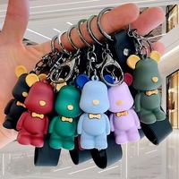 Pendentif en acier inoxydable motif Ours Nordique de dessin animé, petit et stylé, porte-clés amusant pour sac à dos, cadeau et ornement pour couple