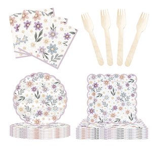 Platos y Servilletas con Diseño de Flores Silvestres DAMAI, Artículos para Fiestas, Decoraciones Florales de Papel, Vajilla para Primavera, Picnic, Cumpleaños, Fiesta de Té - Product Image 3