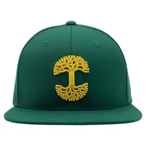High quality plain men's fitted snapback hat, 100% acrylic army green flat bill raised embroidery snapback cap