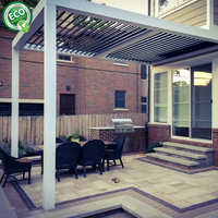 Pergola extérieure moderne à toit en persiennes en aluminium bioclimatique avec éclairage RVB pour arrière-cour
