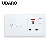 Interruptor de Pared Inteligente UBARO con WiFi, 3 Botones, Enchufe Europeo, Compatible con Tuya Smart Life, Pantalla Táctil de Vidrio Templado, Alexa y Google Home