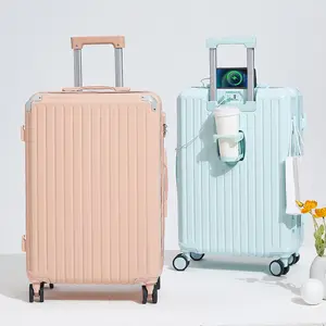 Set koper troli 22 inci, koper troli mode lucu untuk siswa anak-anak dengan bingkai aluminium wadah kosmetik kecil