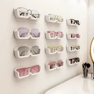 High End <b>Glass</b> Display Cabinet <b>Glasses</b> Storage Box Wall Mounted Perforated Free Sunglasses Storage Rack Home Tidying - Product Image 2