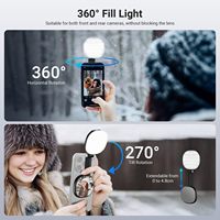 Lampe à selfie LED magnétique 2W avec miroir, rotation à 360°, rechargeable par USB C, pour maquillage, appels vidéo, vlog
