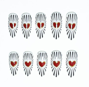 <span class=keywords><strong>Uñas</strong></span> Postizas Rojas de Alta Calidad para el Día de San Valentín, 10 Piezas, Forma de Almendra, Hechas a Mano con <span class=keywords><strong>Amor</strong></span> y Diseño de Lazo, Material Acrílico Reutilizable - Product Image 6