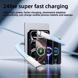 Nuevo <span class=keywords><strong>Cable</strong></span> de Carga Superrápida de Silicona de 240W con <span class=keywords><strong>Cable</strong></span> Plano, Compatible con vivo, Honor, OPPO, Tipo-C a Tipo-C Dual - Product Image 4