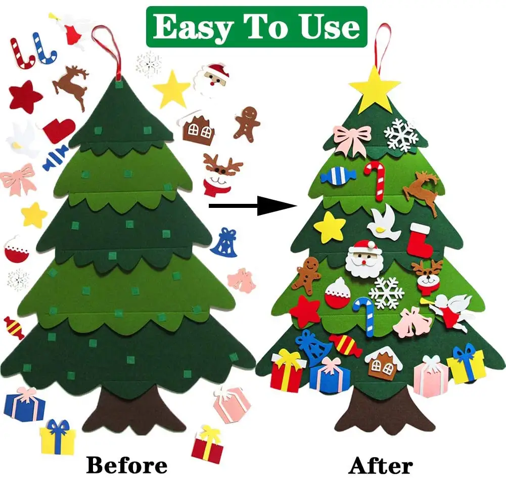 Noel hediyeleri çocuklar için noel ağacı keçe yeni yıl el yapımı noel duvar asılı süslemeleri