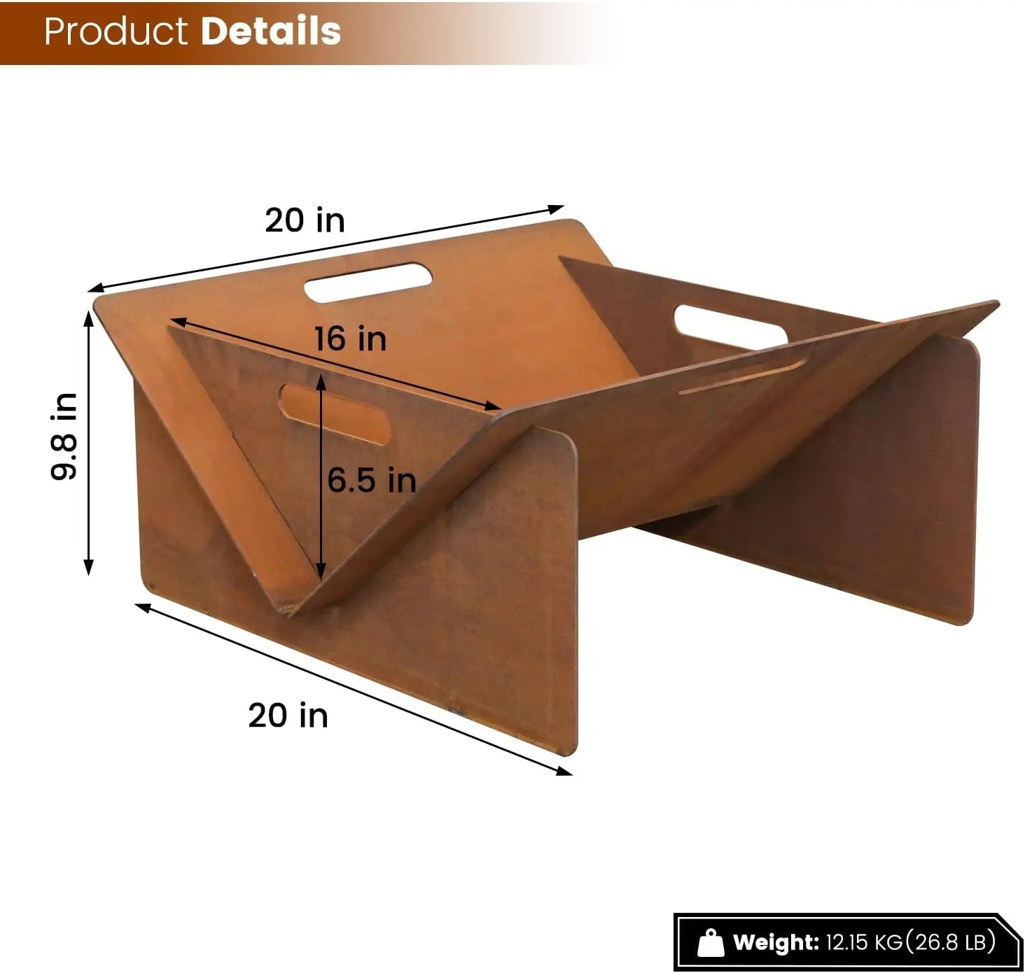 Corten Steel Portable fire pit rusty finish outdoor wood burning fire pit