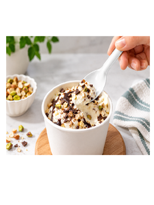 Cuillère à glace jetable en fibre végétale pour les salons de desserts, les boulangeries, les cafés, les restaurants, la restauration, les pique-niques, les kits repas de voyage - Product Image 3