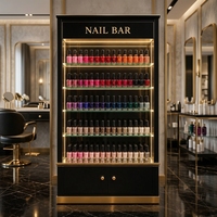 Vitrine de présentation de vernis à ongles en verre éclairée par LED de luxe, comptoir de rangement pour salon de beauté