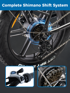 Vélo électrique pliant Chamrider DTS425 à cadre en acier, pneus larges de 20 pouces, 7 vitesses, moteur sans balais haute vitesse, pour livraison et travail, 48V - Product Image 5