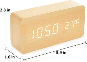Wooden Led Desk <b>Digital</b> Alarm <b>Clock</b> with Display Temperature and Date Display <b>for</b> Office Bedroom Wooden <b>Clock</b> - Product Image 4