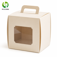 Boîte d'emballage en papier pour gâteaux, personnalisée, imprimée sur mesure, faite à la main, avec poignée écologique et fenêtre, pour la vente en gros