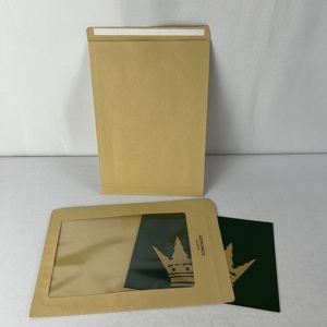 Emballage de cartes de vœux vierges personnalisées, sac en papier kraft, enveloppes brunes recyclées <span class=keywords><strong>A4</strong></span> avec grande fenêtre - Product Image 2