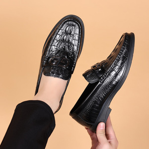 Mocasines de Cuero Casuales de Negocios para Hombre, Diseño de Cocodrilo, Sin Cordones, Tacón Bajo, Color Negro y Marrón, Zapatos de Conducir para Adultos - Product Image 3
