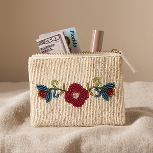 Bolso de mano con cuentas y patrón floral, cierre de solapa, hecho a mano, para bodas y eventos, con cuentas de cristal, correa para el hombro, capacidad de hasta 1 litro - Product Image 3
