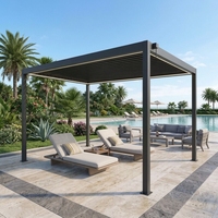 Pergola à lames en acier avec structure en aluminium, acier au carbone Q235, simple couche, réglable manuellement, pour villa, bord de piscine, cour arrière