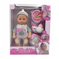 Ensemble de jeu d'alimentation KSF, poupée bébé réaliste de 14 pouces en ABS, corps entier, fille, fonction de pipi sonore, jouet pour enfants