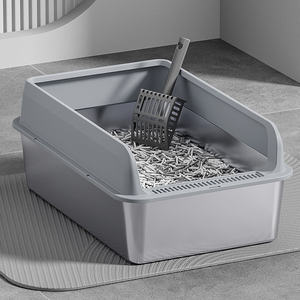 Novas Ideias de Produtos: Caixa de Areia para Gatos de Plástico e Aço Inoxidável, Durável, Grande Capacidade, Fácil de Limpar, Previne Respingo Externo, 20L Interno - Product Image 1