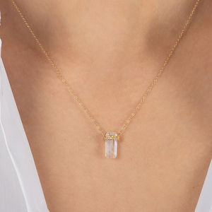 Collar de piedra lunar con engaste de bisel chapado en oro rosa de 18K, plata de ley natural en bruto, joyería para bodas y fiestas - Product Image 6