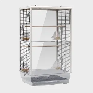 Transparency objectively chinese bird cage with stand stick and bird feeder bird bath for Parrot myna thrush breeding cage