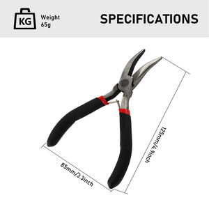 湾曲した鼻プライヤー黒ハンドルDIYハンギング機器ジュエリー製造ツールスチール製 - Product Image 2