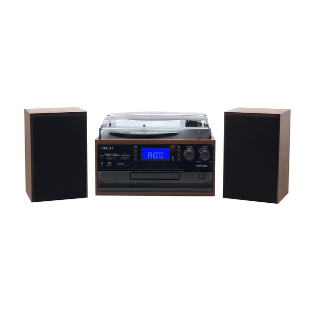 Wooden Record Player for Vinyl Play Retro Phonograph BT Radio AM FM Tape CD USB SD Turntable Player With External Speakers