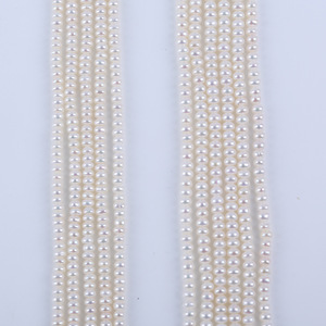 Perles d'eau douce naturelles de Zhuji, 3-4 mm, blanches, en forme de pomme de terre, perles en vrac, pour collier, bracelet, matériel de bricolage, vente en gros - Product Image 1