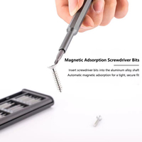 Kit de tournevis de précision magnétique 24 en 1 avec poignée en acier et étui de rangement magnétique, outils de réparation électronique DIY