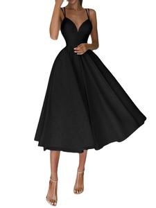 <span class=keywords><strong>Robe</strong></span> de soirée Sexy pour femmes, couleur unie, sans manches, dos nu - Product Image 3