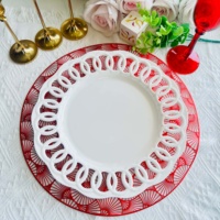 Assiettes de présentation en céramique multicolores, design ajouré en dentelle, pour mariage, fête, banquet, festival, décoration de table