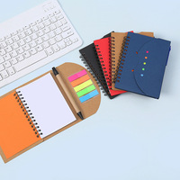 Bloc-notes à spirale pour approvisionnement transfrontalier, avec couverture en papier design, stylo, notes adhésives, épaissi, durable, multicolore