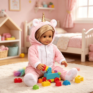 MSYO Traje <span class=keywords><strong>de</strong></span> unicornio <span class=keywords><strong>de</strong></span> 18 pulgadas para muñecas americanas, <span class=keywords><strong>mono</strong></span> rosa para regalo <span class=keywords><strong>de</strong></span> cumpleaños para niños - Product Image 2