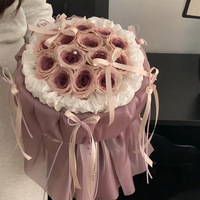 Buket bunga sabun mawar wangi 21 mawar besar, buket Valentine Tiongkok 520 & hadiah Hari Guru untuk Hari Ayah