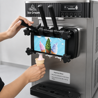 Machine à glace molle commerciale de comptoir, 3 saveurs, pour desserts, verticale