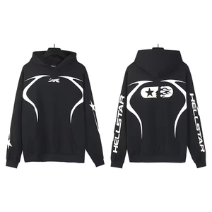 Hell Star 2025年 新作コレクション ハイストリートスタイル 男女兼用 100%コットン アシッドウォッシュ デジタルプリント パーカー - Product Image 6