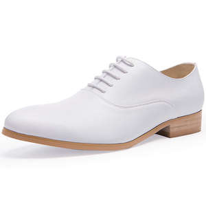 Zapatos de cuero blanco, piel de vacuno de primera calidad, zapatos formales británicos para hombre, zapatos formales para boda, zapatos de vestir y Oxfords - Product Image 1