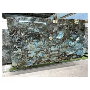 Exotic Polished Labradorite Blue Granite Lemurian Blue Granite Slab For Indoor Luxury Counter Table Tops