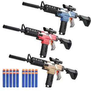 Mainan pistol peluru elektrik M416, mainan pistol peluru lembut EVA busa untuk anak-anak, mainan pistol Softball permainan tembakan udara ukuran besar
