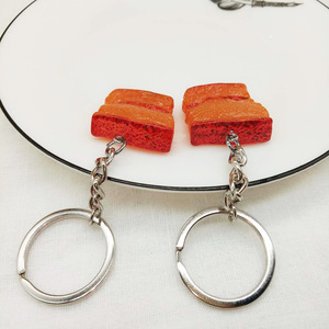 Simulación creativa de comida llavero de resina de goma suave regalo llavero estofado vientre de cerdo comida modelo colgante 3D llavero - Product Image 4