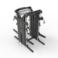 Rack de musculation multifonctionnel pour salle de sport avec machine Smith et système de câbles, barre de traction, cage à squats et ensemble de poids pour salle de sport à domicile