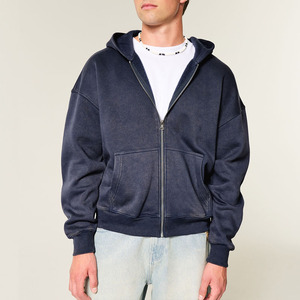 Etiqueta privada de los hombres de tejido superior con capucha cremallera frontal de <span class=keywords><strong>lana</strong></span> con cremallera Sudadera con capucha Athleisure Fleece Sporty Hoodies para hombres - Product Image 5