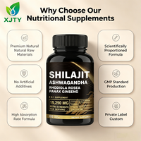 Vente en gros d'usine - Shilajit 8-en-1 - Complément alimentaire naturel pour adultes - Immunité - Anti-fatigue - Ashwagandha - Rhodiola Rosea - Panax