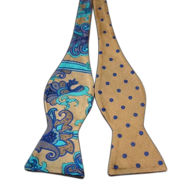 Two colors paisley self tie bow tie