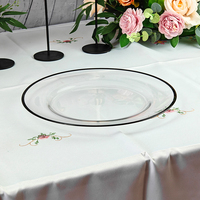 Assiettes de présentation en verre noir antique de luxe écologiques de Chine avec bord doré, vente en gros, décoration de mariage, verre transparent personnalisable