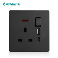 Enchufe de Pared con Interruptor USB Estándar Británico de Precio de Fábrica Shinelite con Puerto USB Tipo A+C