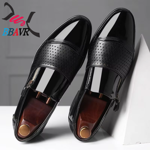 Four Seasons New Men's <b>Wedding</b> Business PU <b>Shoes</b> ZIP Closure Breathable Anti-Slip Midsole Rubber <b>Shoes</b> - Product Image 1
