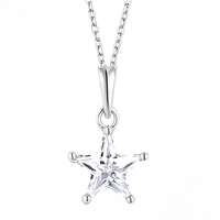Collier en argent 925 pour femme, collier en argent sterling plaqué or avec zircone cubique, collier étoile mignon